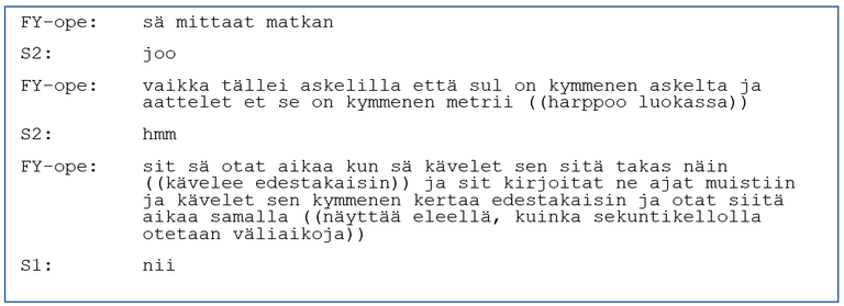 Esimerkki 1. Opettaja selittää tehtävää